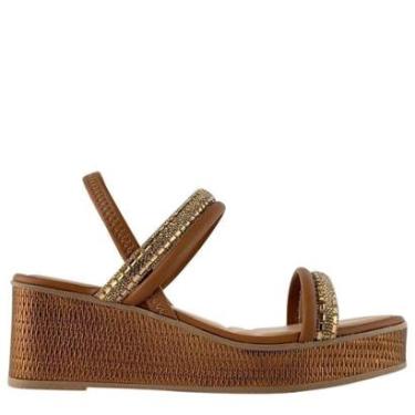 Imagem de Sandália Feminina Mississipi Anabela com Tiras Decoradas e Solado Plataforma-Feminino