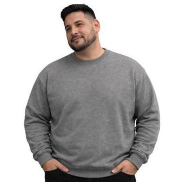 Imagem de Blusão Moletom Masculino Plus Size Gola Redonda Canelada- Basicamente-Masculino