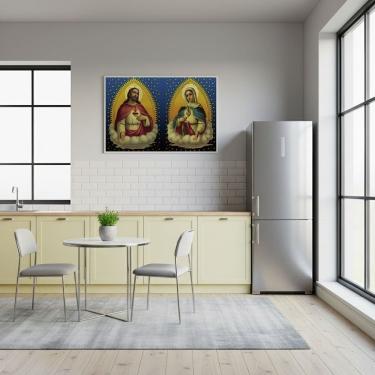 Imagem de Quadro Decorativo Jesus Cristo e Maria Mãe Deus - 50x70cm