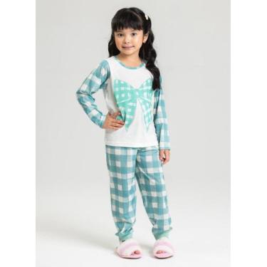 Imagem de Pijama Longo Infantil Menina Natural Laço Xadrez, 10
