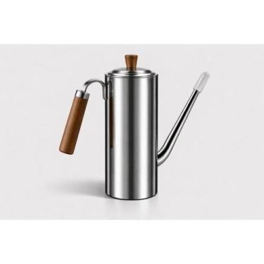Imagem de Bule Aço Inox 304 Longo 700ml Cabo Madeira Com Difusor - home
