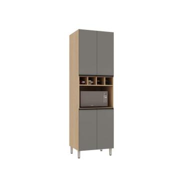 Imagem de Paneleiro 70cm 4 Portas Com Nicho Microondas Essenza Luciane Andorra-cinza Puro