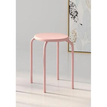Imagem de Banco Metal Rosado Decorativo Aco - Rose Rosado