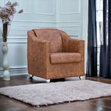 Imagem de Poltrona Mila Corino Espuma Soft Corino Pés de Plástico Cromado Clique & Decore