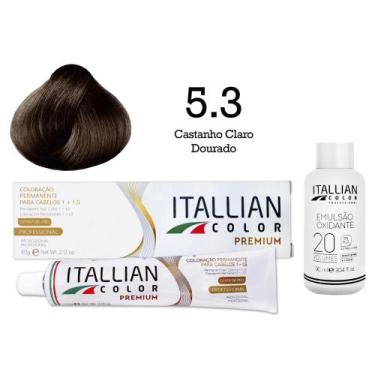 Imagem de Coloração 5.3 Castanho Claro Dourado + Oxi 20 Vol  Itallian Color - It