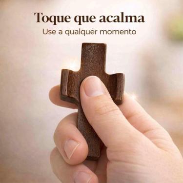 Imagem de Cruz de Madeira Alivio Ansiedade Oração Anti Stress - Dexin