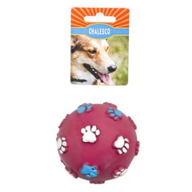 Imagem de Brinquedo Bola para Cães vinil patinhas com barulho Chalesco, Vermelho
