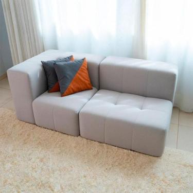 Imagem de Sofá Modular 2 Lugares Com 1 Braço Inflow Boucle Linho Vem Na Caixa Co