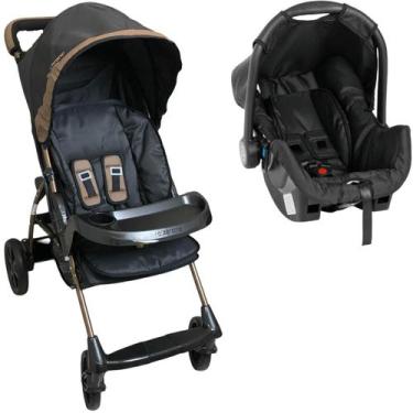 Imagem de Carrinho de Bebe com Bebe Conforto Galzerano Romano Preto Cobre