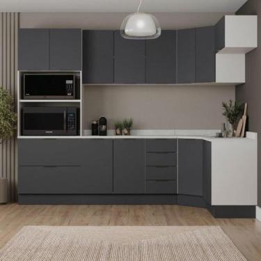Imagem de Cozinha Modulada 7 Peças com Tampo e Rodapé Ipanema CabeCasa MadeiraOr