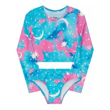 Imagem de Biquini Infantil + Blusa Cropped Proteção Solar Uv50 Sereia - anjo da 