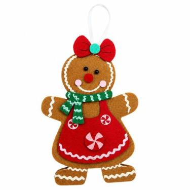 Imagem de Enfeite De Natal Pendente Biscoito De Gengibre 18cm Decoração Árvore -