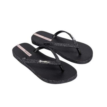 Imagem de Chinelo Feminino Grendene Ipanema Maxi Glow 27000, Preto, Grafite glit