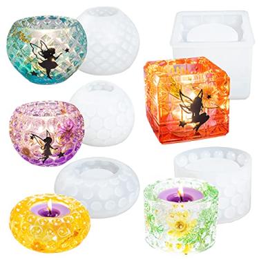 Imagem de FUNSHOWCASE Porta-velas votivas Mandala Tealight para castiçal, caixa de armazenamento de joias, cinzeiro, lâmpada de 5 unidades
