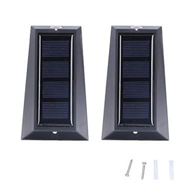 Imagem de Garosa 2 Pçs LED Luz de Parede Solar Cerca Exterior Lâmpada de Parede Lâmpada Decoração Luz Noturna Luzes de Segurança Solar Ultra Brilhante para Quintal Jardim Cerca Pátio Garagem Caminho Decoração, Luz Solar