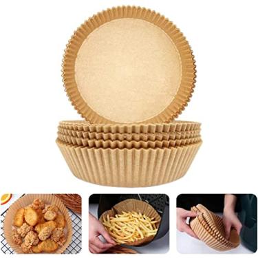 Imagem de Forro de papel descartável para fritadeira de ar, forros de fritadeira descartáveis antiaderentes, papel de assar para fritadeira à prova de óleo, à prova de água, pergaminho de grau