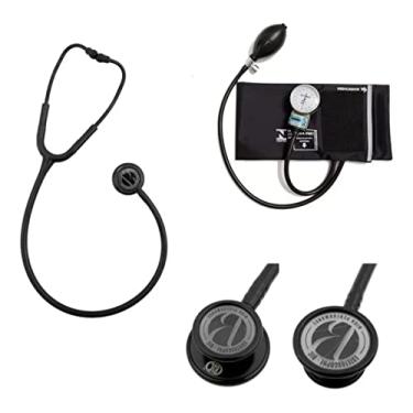 Imagem de Conjunto Kit Esfigmomanômetro Pamed + Estetoscópio Duplo Inox Eternity Luxo Bic (Preto ES1507)
