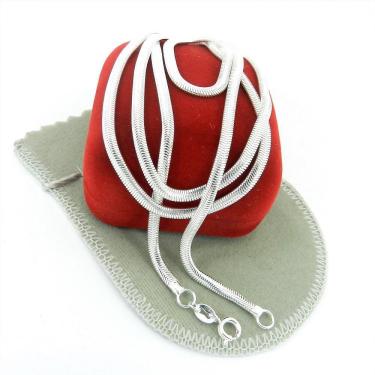 Imagem de Corrente Masculina 70cm 4mm Largura Folheada Prata CR414