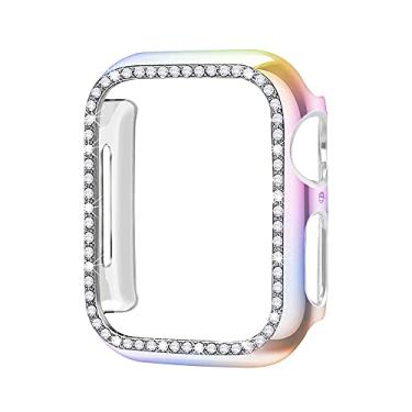 Imagem de Anvirtue Capa de diamante para Apple Watch Band 5 4 3 2 1 capa 44 mm 40 mm 42 mm 38 mm Pulseira iwatch Protetor de cristal (cor brilhante, para Série 123 38 mm)