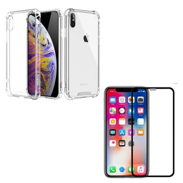 Imagem de Kit Capinha Antiqueda + Película Vidro 3D Compatível iPhone XS 5.8"