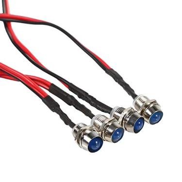 Imagem de Fydun Lâmpadas indicadoras de LED, 4 peças, painel de LED de 12 V, 8 mm, luz indicadora, carro, van, barco e economia de energia (luz azul)