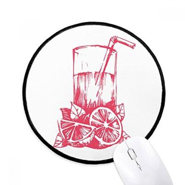 Imagem de DIYthinker Suco limão aquarela ilustração padrão mouse pad desktop escritório tapete redondo para computador