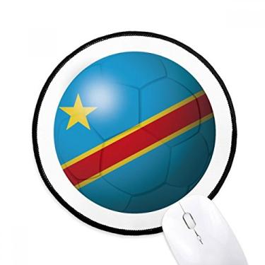 Imagem de DIYthinker Tapete de mouse de futebol da bandeira nacional do Congo para mesa de escritório tapete redondo para computador