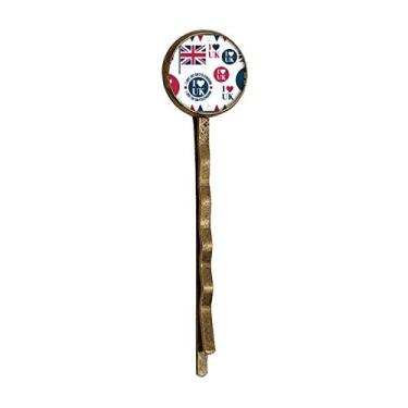 Imagem de Union Jack I Love UK Chapéu de cabelo estilo country retrô em forma de coração