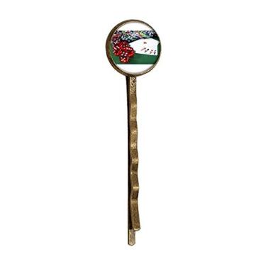 Imagem de Chip Poker Dice Gambling Foto Retro Metal Hair Bobby Pin Headwear