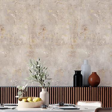 Imagem de Papel de Parede Texturizado Adesivo Lavável Cimento Dourado