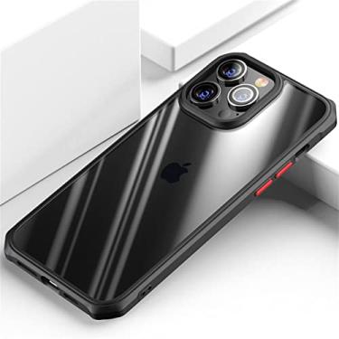 Imagem de Capa protetora à prova de choque de armadura de luxo para iPhone 13 12 Mini 14 11 Pro XS Max XR X 8 7 Plus Moldura macia Capa traseira transparente, preta, para iphone 11PRO
