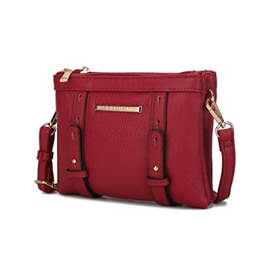Imagem de MKF Bolsa tiracolo feminina – Bolsa feminina de couro PU – Bolsa carteiro lateral, alça de ombro, Vermelho cristal, Medium