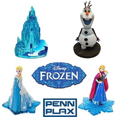 Imagem de Penn-Plax Conjunto de decoração de aquário Frozen da Disney com 4 peças – inclui Elsa, Anna, Olaf e um castelo de gelo – Mini