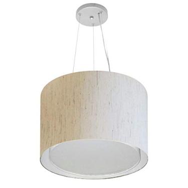 Imagem de Lustre Pendente Cilíndrico Duplo Cúpula Tecido 30/40x35 cm, Vivare Iluminação, Pendente4304 LLA, Linho Bege, Médio