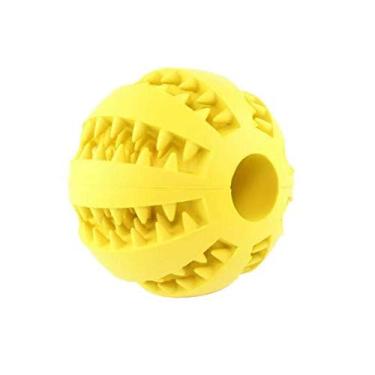 Imagem de Bola de brinquedo para cachorro, bola de brinquedo não tóxica e resistente a mordidas para cães de estimação Filhote de cachorro Gato, comida de cachorro para animais de estimação Alimentador para mastigar bola de limpeza de dente（laranja）