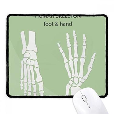 Imagem de Mousepad de mão e pé de esqueleto humano com borda costurada, tapete de borracha para jogos