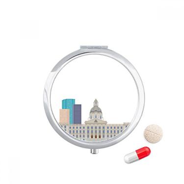 Imagem de Caixa de armazenamento de medicamentos com desenho animado e prédios de cidade do Canadá