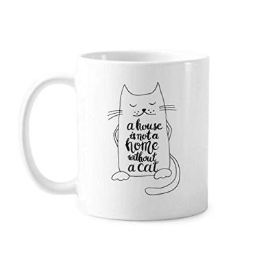 Imagem de Caneca Cat In Home preta e branca citação de cerâmica café xícara de porcelana louça