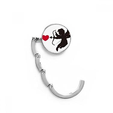 Imagem de Gancho de mesa com estampa de coração do anjo Cupido com fecho decorativo dobrável