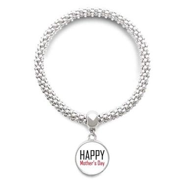 Imagem de DIYthinker Celebrate Mother's Day Blessing Festival Pulseira de prata com pingente de corrente ajustável