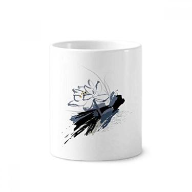 Imagem de Ink Lotus Flower Plant Flower Porta Escova Dente Banheiro Caneca, Suporte de Cerâmica