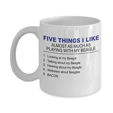 Imagem de Caneca Beagle - Five Thing I Like About My Beagle - Caneca de café de cerâmica de 325 ml - Presentes para amantes de beagle