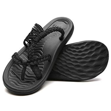 Imagem de MEGNYA sandália feminina flip Flops suporte de arco confortável caminhada verão água praia chinelo, W61-dark Black, 8