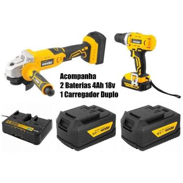 Imagem de Esmerilhadeira Iev 1808 + Parafusadeira + 2 Baterias Vonder