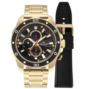 Imagem de Relógio KIT TECHNOS masculino dourado cronógrafo JS15FT/T1P