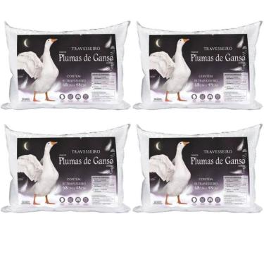Imagem de Travesseiro Pluma De Ganso Extra Macio Premium 4 Pçs Barato