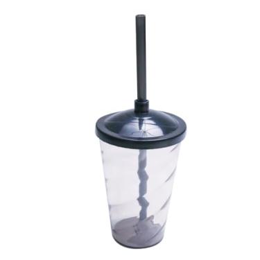 Imagem de 12 Copos Twister Com Tampa e Canudo Cristal Colorido 400ml Cor:Fume