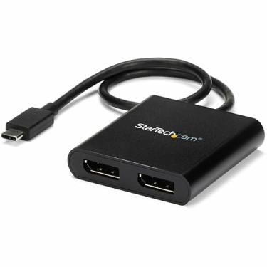 Imagem de StarTech. Com adaptador multimonitor de 2 portas - USB-C para 2 x DisplayPort 1.2 divisor de vídeo - USB tipo-C para DP MST Hub - Dual 4K 30Hz ou 1080p 60Hz - Compatível com Thunderbolt 3 - Somente Windows (MSTCDP122DP)