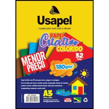 Imagem de Bloco Para Educacao Artistica Usapel 8Cores A3 180G 32Fl Pacote 111117