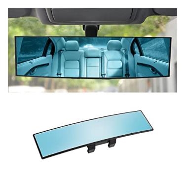 Imagem de Espelho retrovisor de carro, ângulo panorâmico de 30,5 cm, anti-reflexo, espelho retrovisor automático, superfície convexa transparente HD, acessórios de interior de carro universais para SUV, caminhão, van, veículos (retângulo azul)